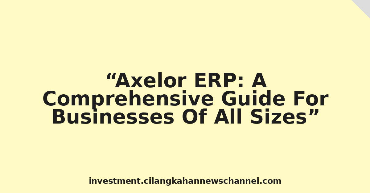 Axelor ERP: A Comprehensive Guide For Businesses Of All Sizes