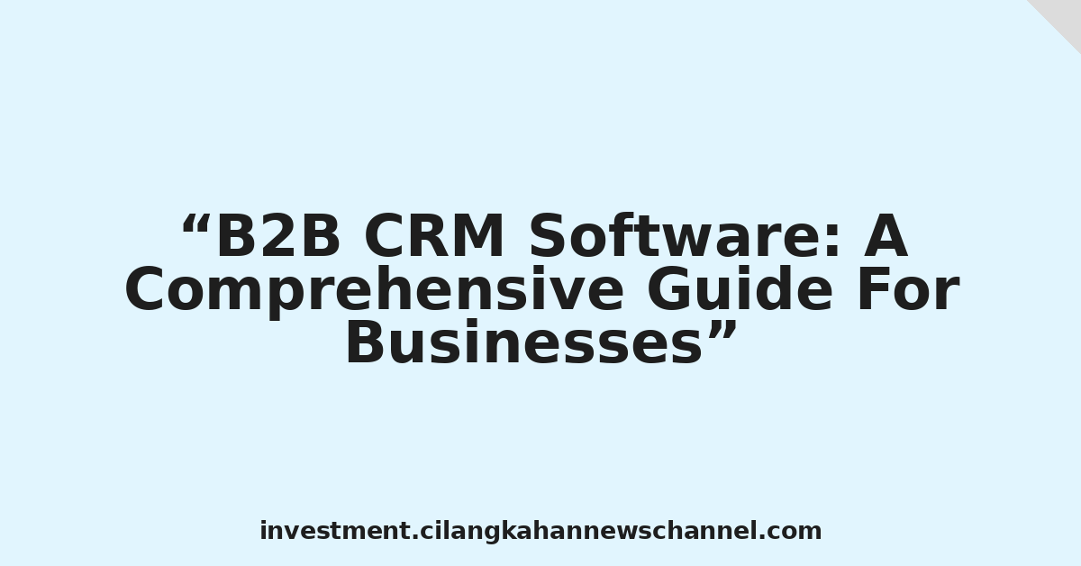 B2B CRM Software: A Comprehensive Guide For Businesses