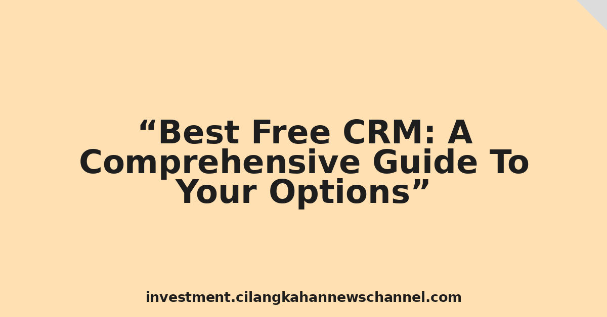 Best Free CRM: A Comprehensive Guide To Your Options