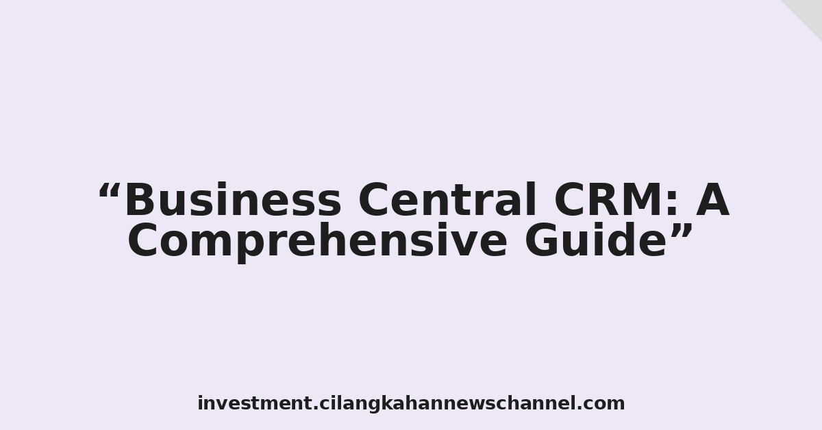 Business Central CRM: A Comprehensive Guide