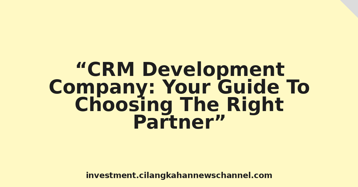 CRM Development Company: Your Guide To Choosing The Right Partner