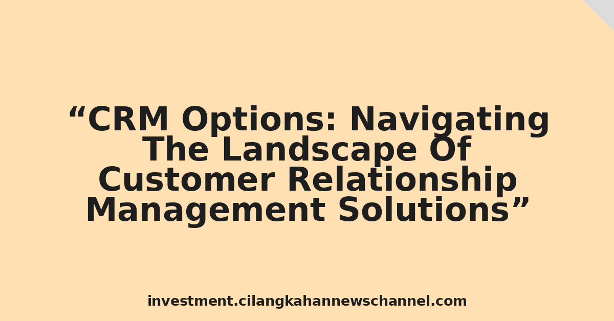 CRM Options: Navigating The Landscape Of Customer Relationship Management Solutions