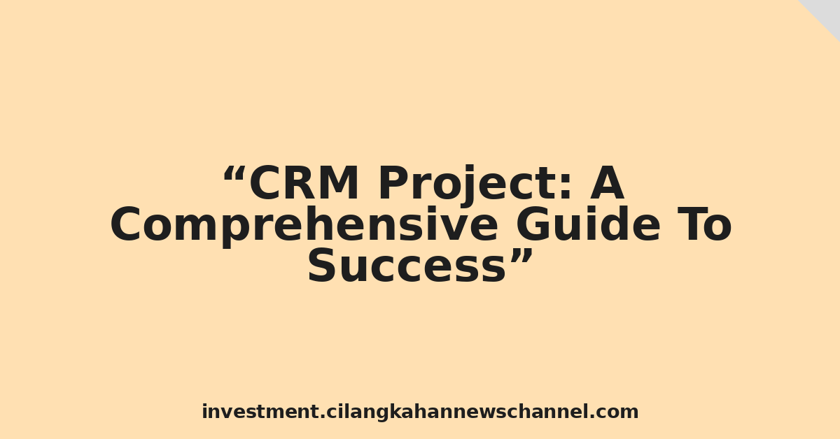 CRM Project: A Comprehensive Guide To Success