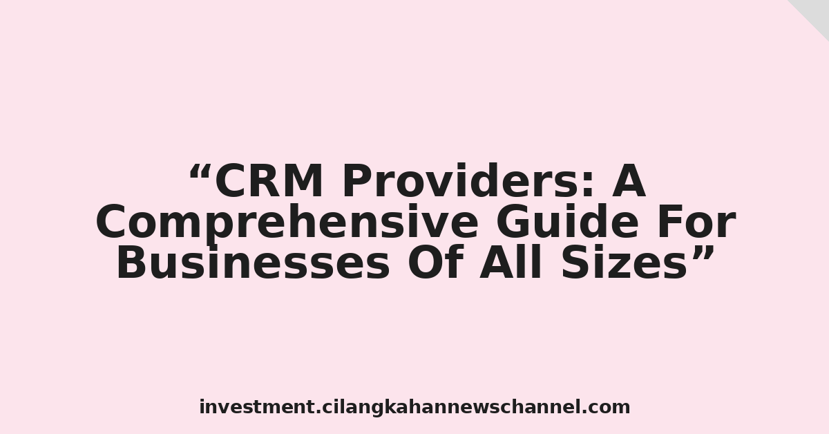 CRM Providers: A Comprehensive Guide For Businesses Of All Sizes