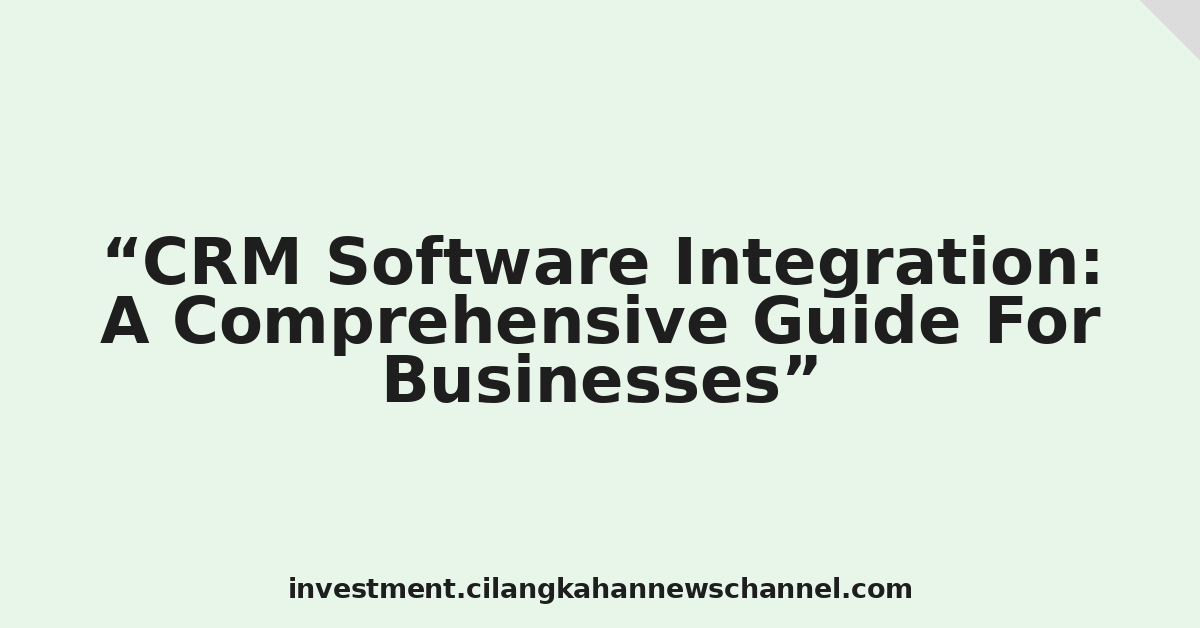 CRM Software Integration: A Comprehensive Guide For Businesses