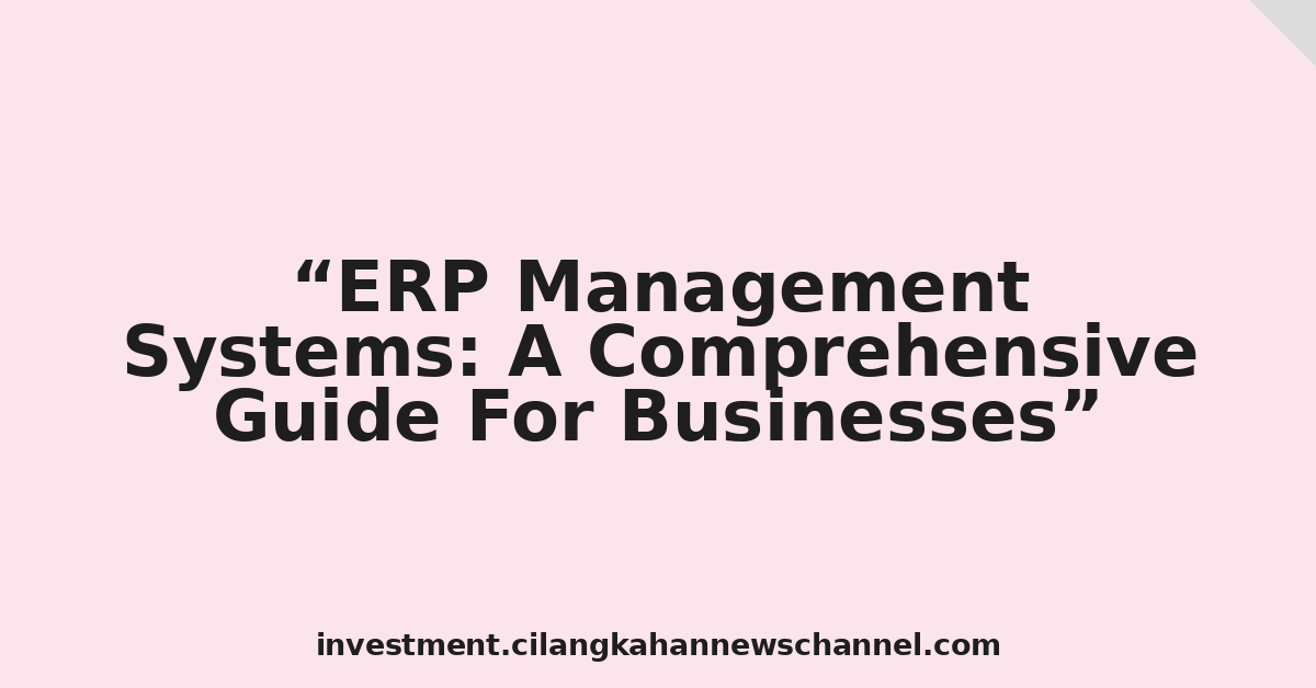 ERP Management Systems: A Comprehensive Guide For Businesses