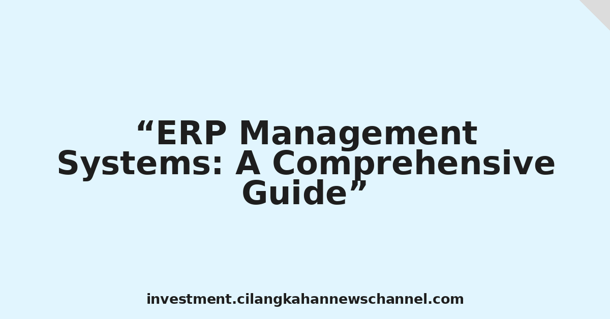 ERP Management Systems: A Comprehensive Guide