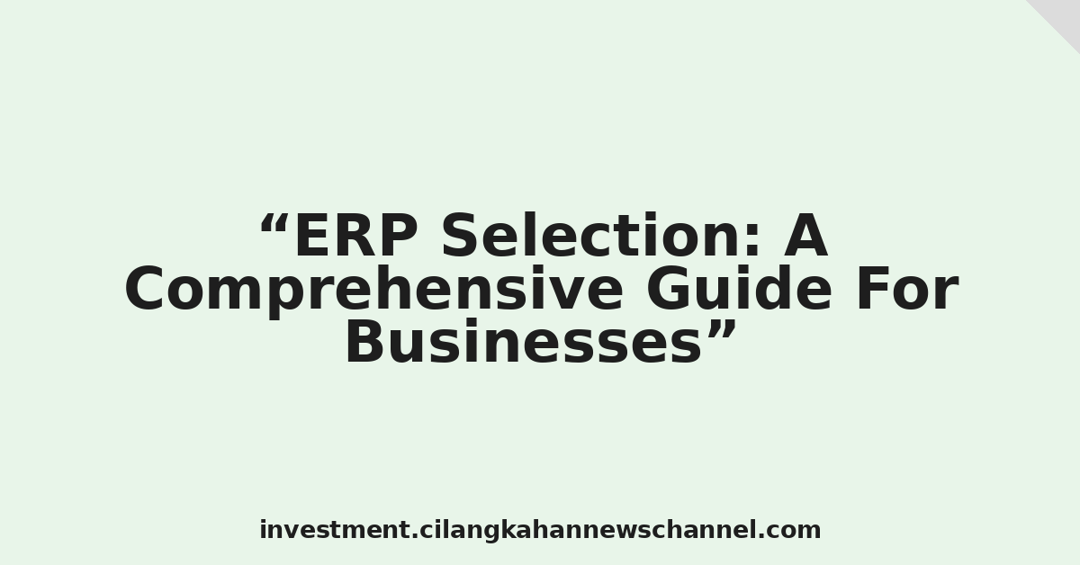 ERP Selection: A Comprehensive Guide For Businesses