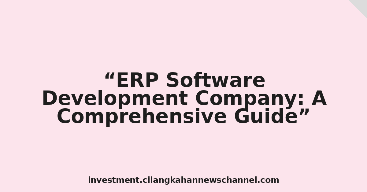 ERP Software Development Company: A Comprehensive Guide