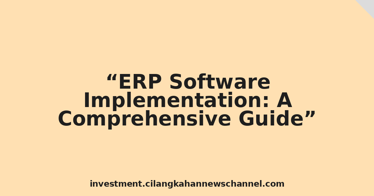ERP Software Implementation: A Comprehensive Guide