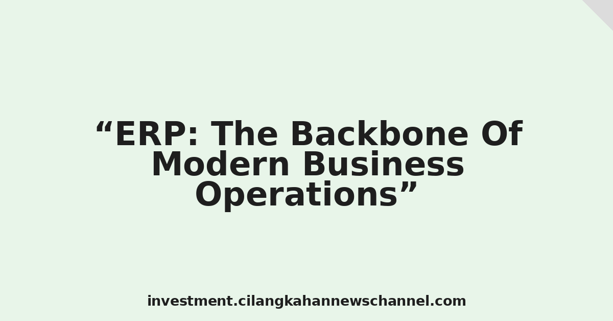 ERP: The Backbone Of Modern Business Operations