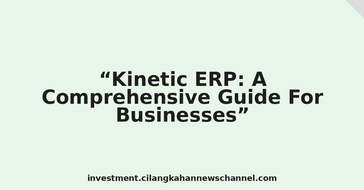 Kinetic ERP: A Comprehensive Guide For Businesses