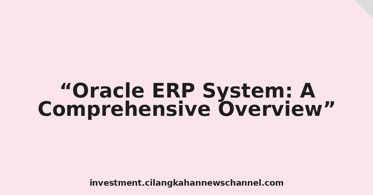Oracle ERP System: A Comprehensive Overview