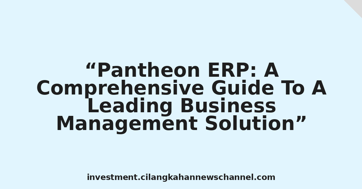 Pantheon ERP: A Comprehensive Guide To A Leading Business Management Solution