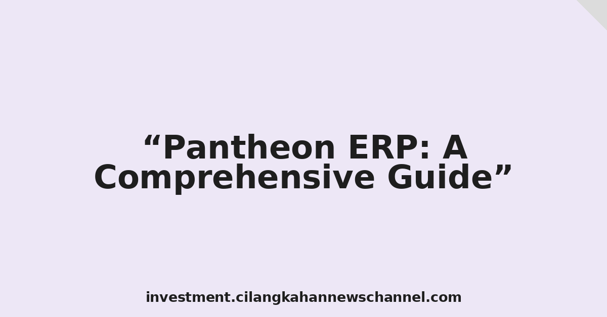 Pantheon ERP: A Comprehensive Guide