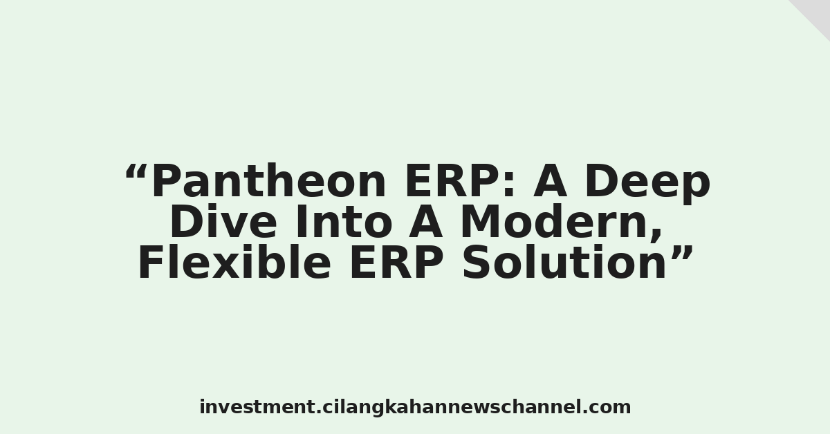 Pantheon ERP: A Deep Dive Into A Modern, Flexible ERP Solution