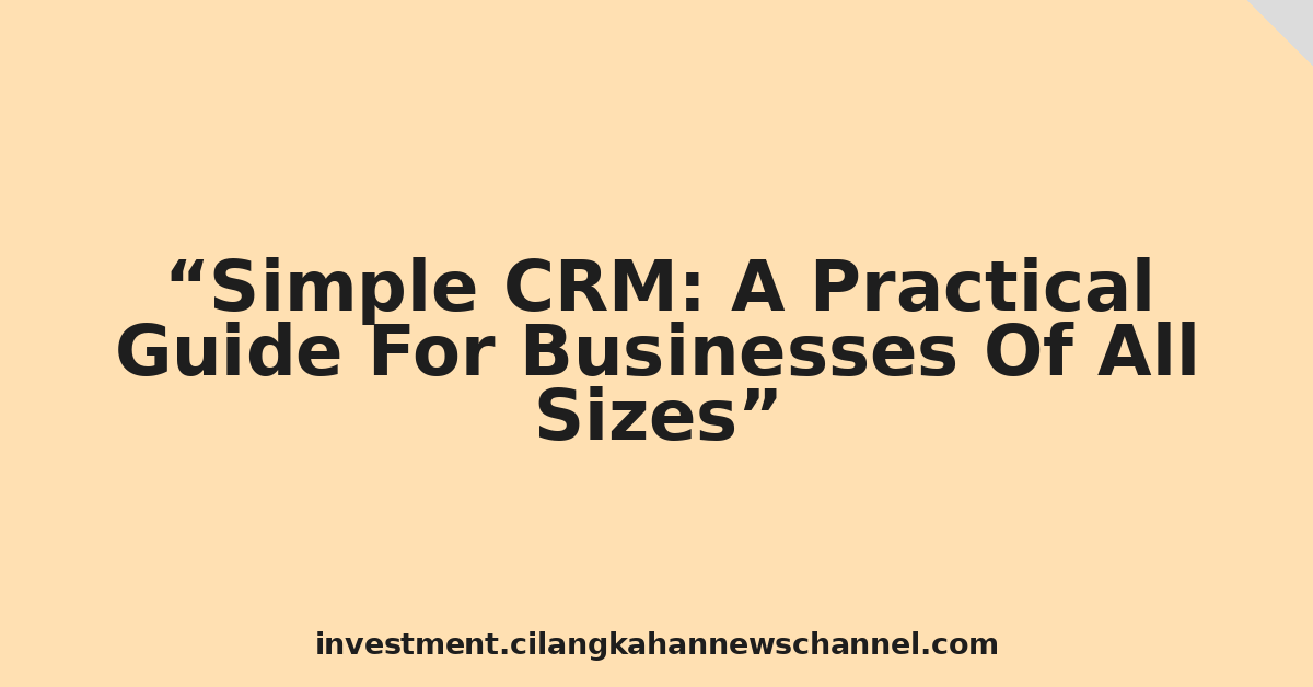 Simple CRM: A Practical Guide For Businesses Of All Sizes